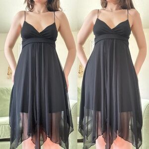 Y2K Charlotte Russe Mesh Black Spaghetti-Strap Midi Dress